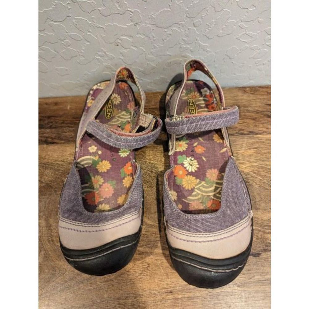 Keen Mary Jane Leather Canvas purple Shoes open heel Women’s Size US 9